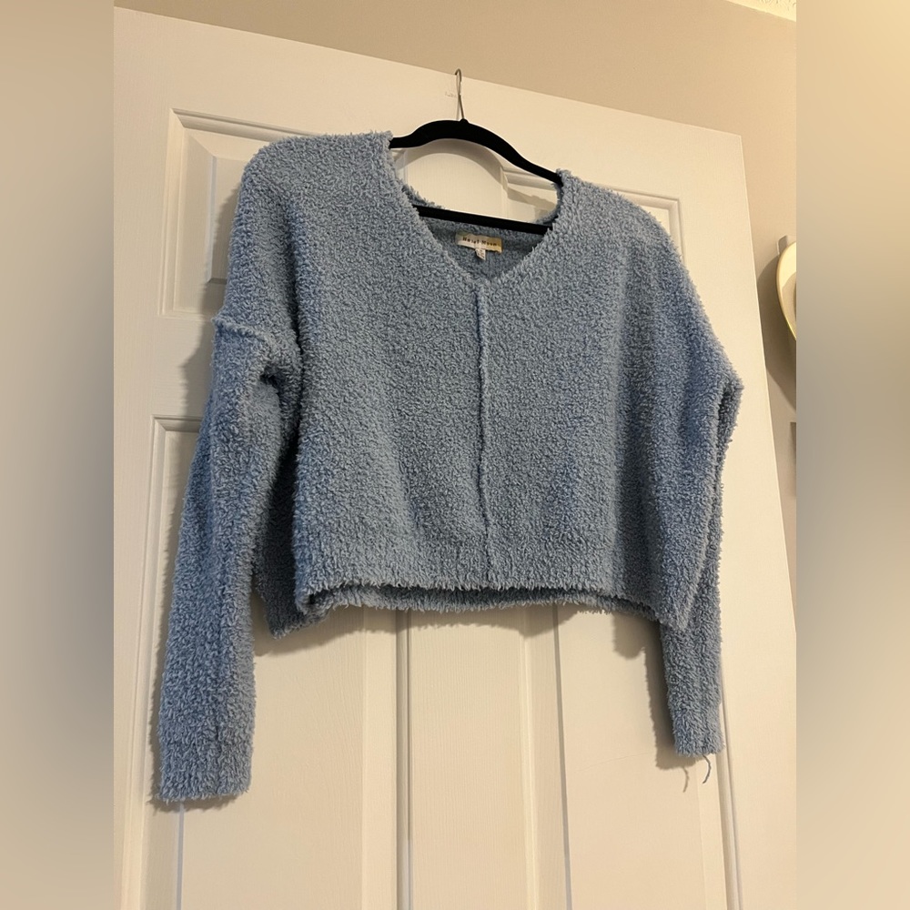 Hazel Moon Blue Fuzzy Sweater Size M